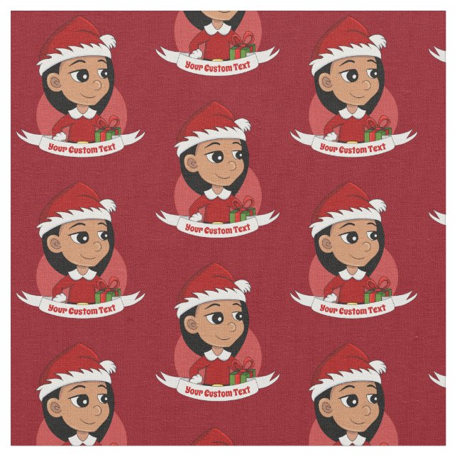 Tecido de desenho animado da menina de Natal (Detalhe)