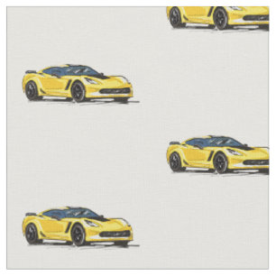 Tecido de desenho desenhado amarelo de corveta C7