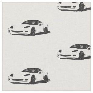 Tecido de desenho desenhado branco de corveta C6