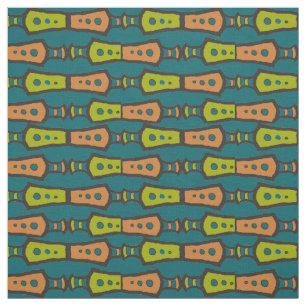 Tecido de Design Tribal Abstrato Verde Teal Bege P