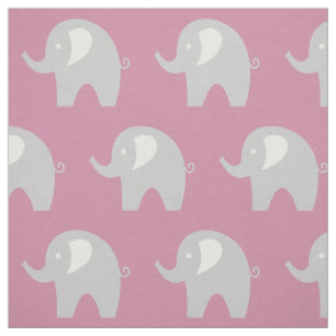 Tecido de elefante bebê cinza rosa padrão de tecid
