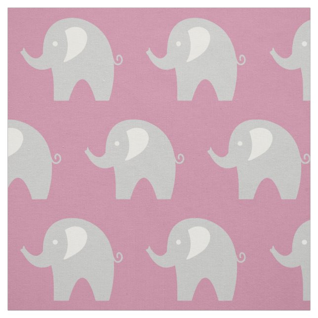 Tecido de elefante bebê cinza rosa padrão de tecid (Modelo)