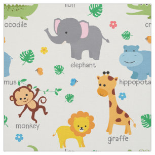 Tecido De Ensino De Animais Safari Cute