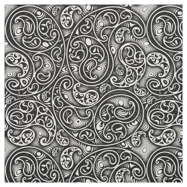 Tecido de espirais espiraladas em Black and White  (Modelo)