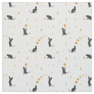Tecido de Fases da Lua de Gato Negro
