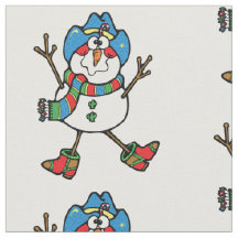 Tecido de Feriado do Cowboy Snowman