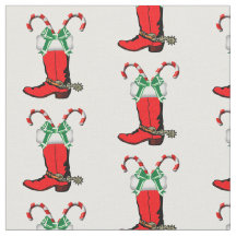 Tecido De Férias Red Cowboy E Candy Canes