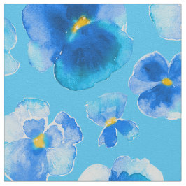 Tecido de flor de aquarela azul