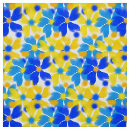 Tecido de Flores Amarelas e Azuis Modernas de Aqua