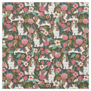 tecido de flores de caça de basset - tecido de ca