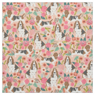 tecido de flores de caça de basset - tecido de ca