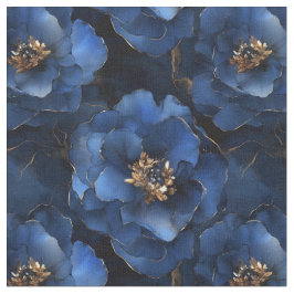 Tecido de Flores de Tinta Azul da Meia-Noite