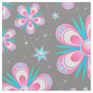tecido de flores e estrelas
