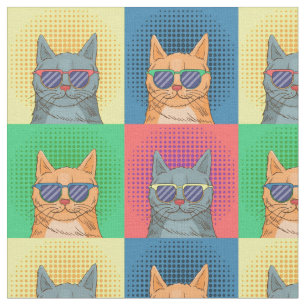 Tecido de Gatos Inspirado por Artista Retrospectiv