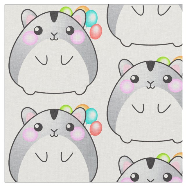 Tecido de Hamster Kawaii Cinza Fofo (Detalhe)