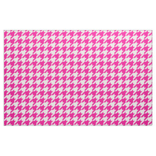 Tecido de Houndstooth do rosa quente e do branco