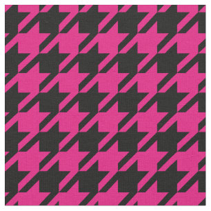 Tecido de Houndstooth do rosa quente e do preto