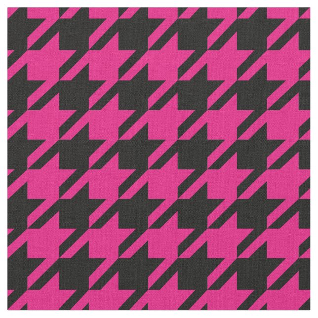 Tecido de Houndstooth do rosa quente e do preto (Detalhe)