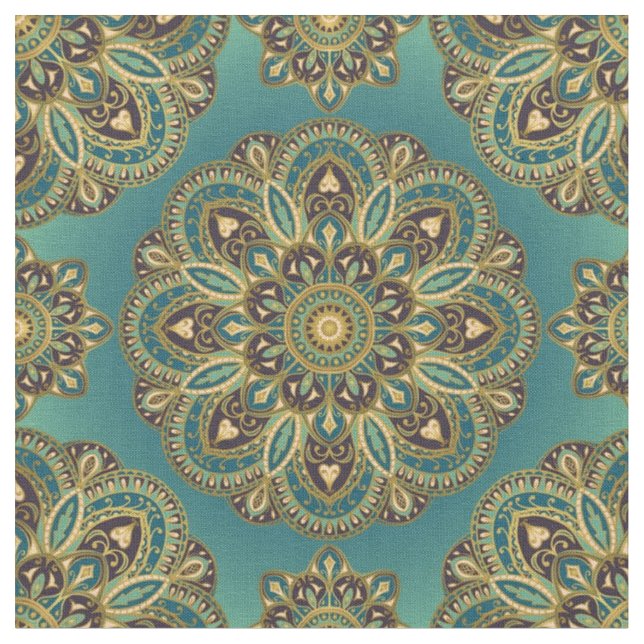 Tecido de Mandala inspirado na Índia - verde (Detalhe)