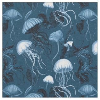 Tecido de medusa azul profunda