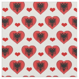 Tecido de moda Albanês Flag & Red Heart /Albânia