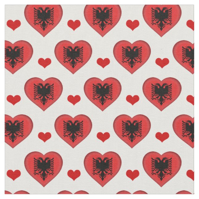 Tecido de moda Albanês Flag & Red Heart /Albânia (Detalhe)