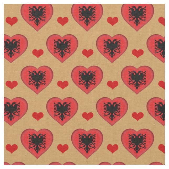 Tecido de moda Albanês Flag & Red Heart /Albânia (Detalhe)