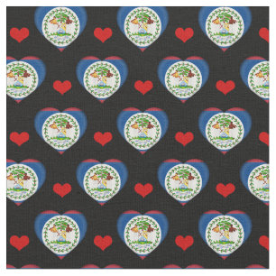Tecido de moda Belize Flag e Red Heart /Belize