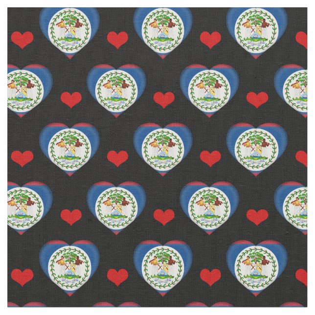 Tecido de moda Belize Flag e Red Heart /Belize (Detalhe)