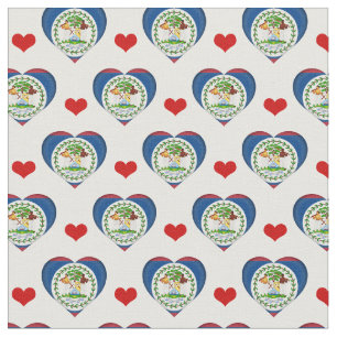 Tecido de moda Belize Flag e Red Heart /Belize