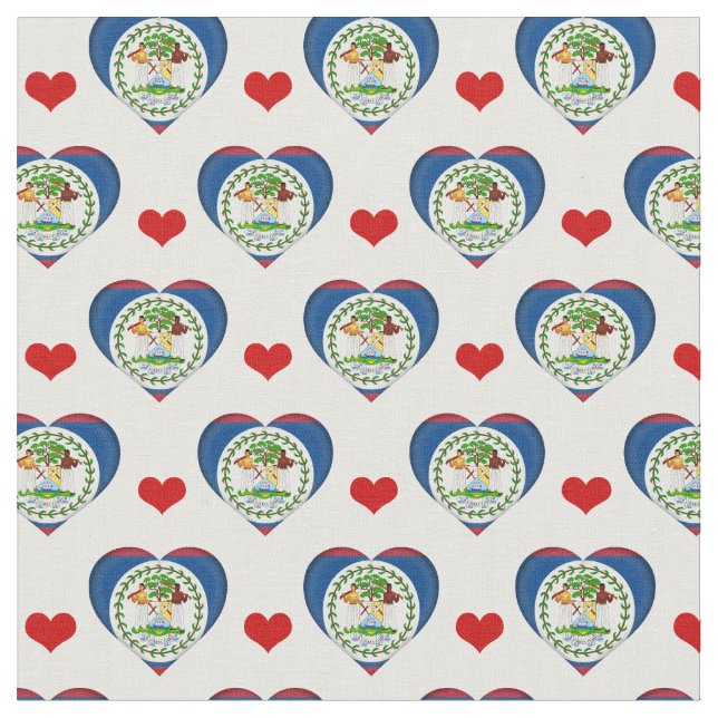 Tecido de moda Belize Flag e Red Heart /Belize (Detalhe)