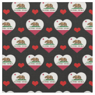 Tecido de moda California Flag & Red Heart / EUA