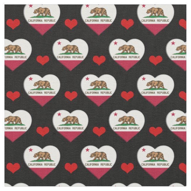 Tecido de moda California Flag & Red Heart / EUA (Detalhe)