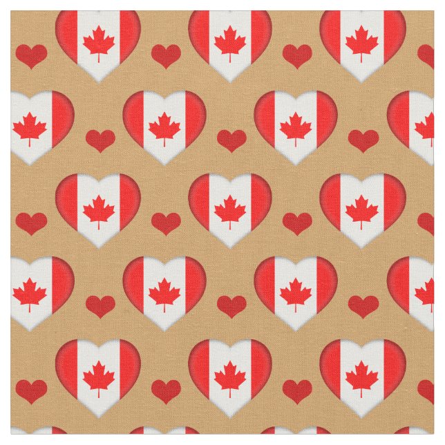Tecido de moda Canadian Flag & Red Heart /Canadá (Detalhe)