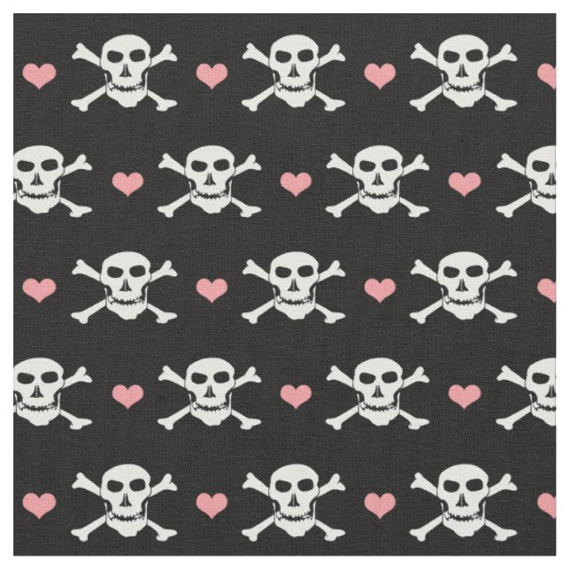 Tecido de moda Caveira & Coração - Piratas / Hallo (Detalhe)