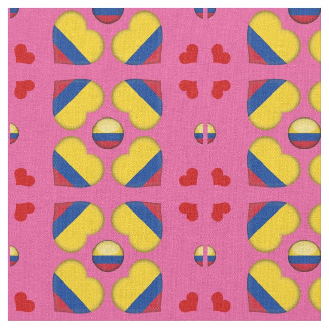 Tecido de moda Colombiano Flag & Colombia Heart (Detalhe)