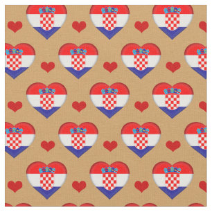 Tecido de moda da Croácia Flag & Red Heart /Croá