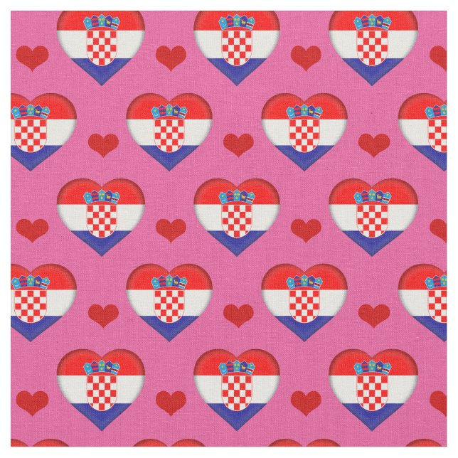 Tecido de moda da Croácia Flag & Red Heart /Croáci (Detalhe)