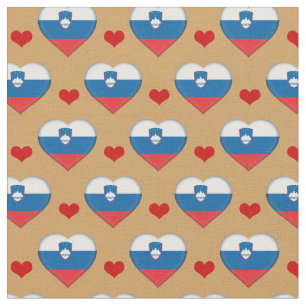 Tecido de moda da Eslovênia Flag & Red Heart /Esl