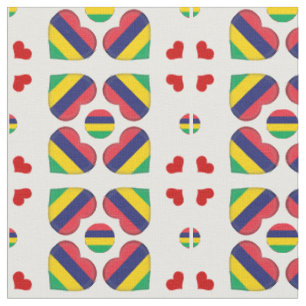 Tecido de moda da Maurícia Flag & Mauritius Heart