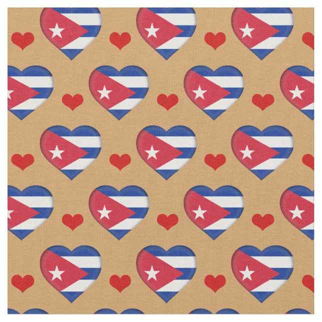 Tecido de moda de Bandeira e Coração Vermelho Cuba (Detalhe)