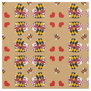 Tecido de moda de Maryland Flag e Maryland Hearts/