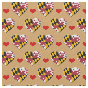 Tecido de moda de Maryland Flag e Red Heart / EUA