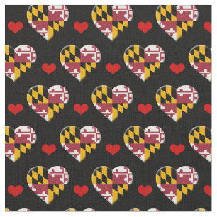 Tecido de moda de Maryland Flag e Red Heart / EUA