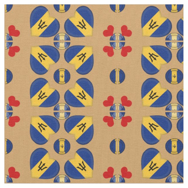 Tecido de moda do Coração Barbados Flag e Barbados (Detalhe)