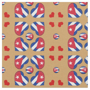 Tecido de moda do Coração Cubano e Bandeira
