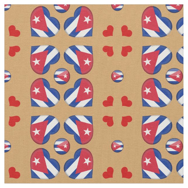 Tecido de moda do Coração Cubano e Bandeira (Detalhe)