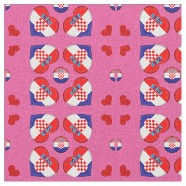 Tecido de moda do Coração da Croácia Flag & Croáci (Detalhe)