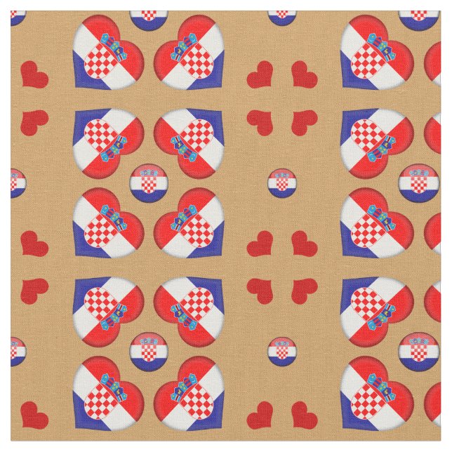 Tecido de moda do Coração da Croácia Flag & Croáci (Detalhe)