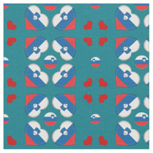 Tecido de moda do Coração da Eslovênia Flag e E